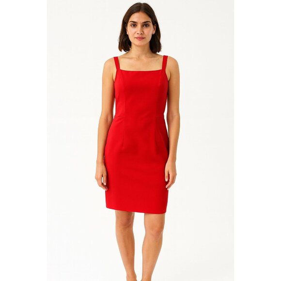 MILLY Square Neeck  Red Mini Dress Size 8 Womens - Picture 1 of 9